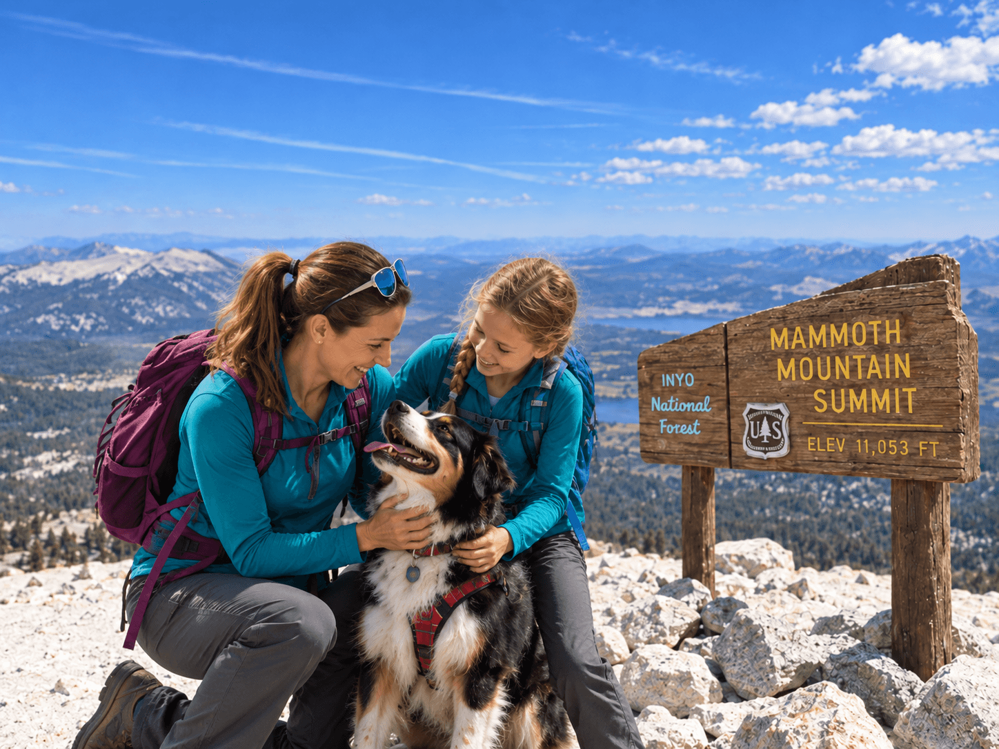 View from the summit of Mammoth Mountain, elevation 11,053 feet, overlooking Crowley Lake below.